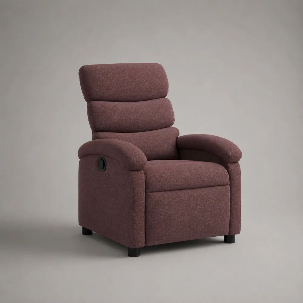 Poltrona reclinabile manuale a 1 posto imbottita in tessuto rosa antico, 76 × 90 × 104 cm