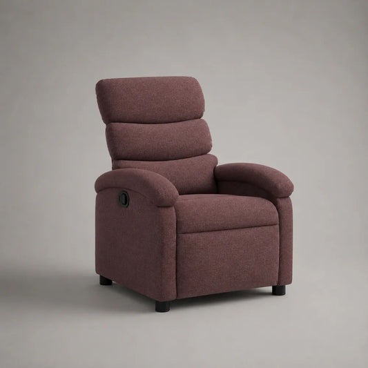 Poltrona reclinabile manuale a 1 posto imbottita in tessuto rosa antico, 76 × 90 × 104 cm