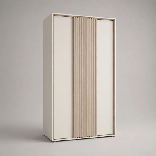 Armadio guardaroba rettangolare a 3 ante scorrevoli in MDF e truciolare beige/greige, 120 × 60 × 200 cm