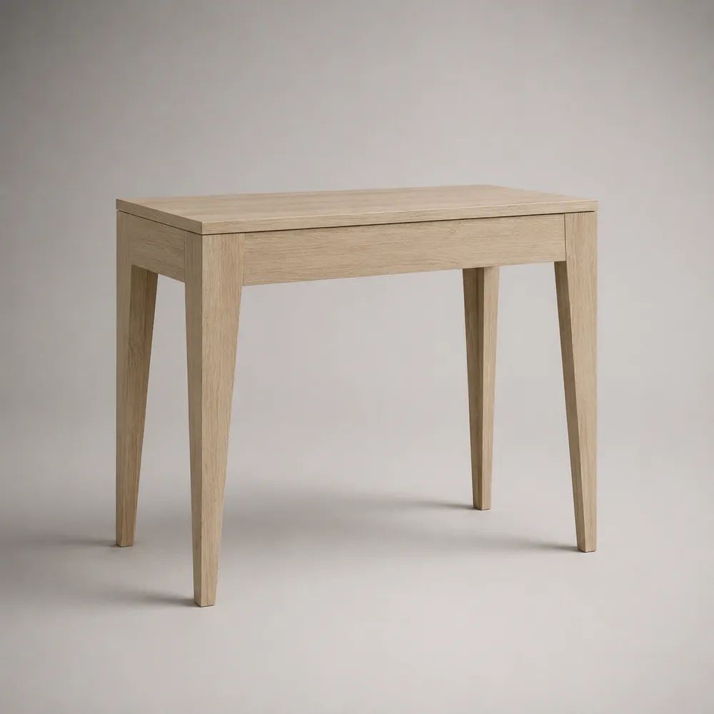 Consolle rettangolare in legno con cassetto, rovere chiaro, 80 × 35 × 75 cm