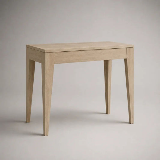 Consolle rettangolare in legno con cassetto, rovere chiaro, 80 × 35 × 75 cm